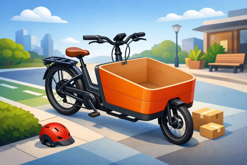 Bicicleta de carga con cajón delantero