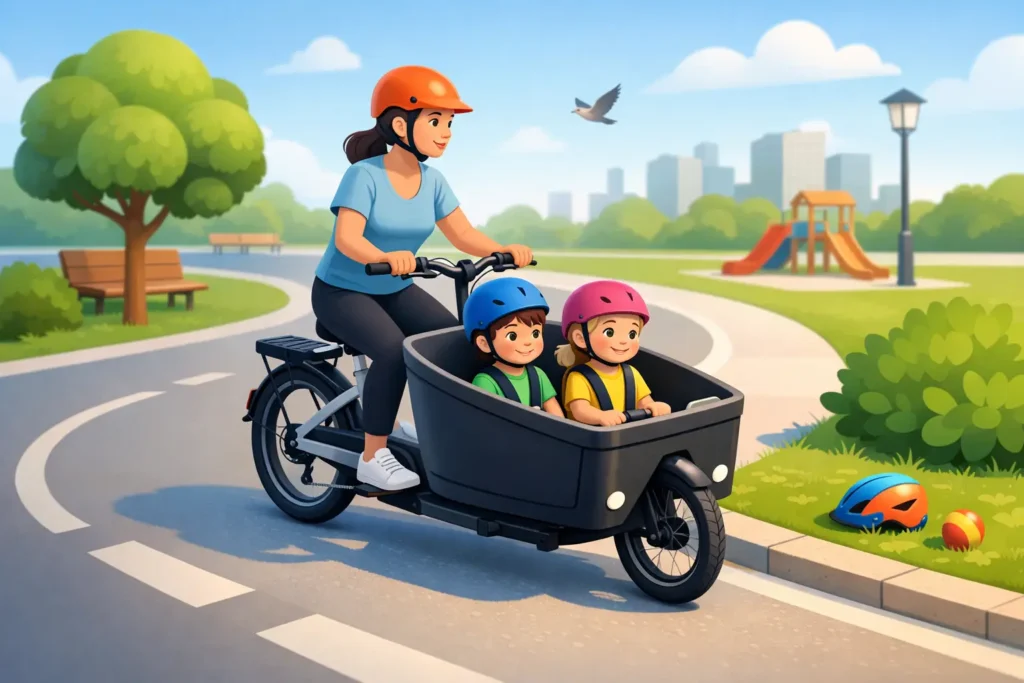 Cómo transportar dos niños en bici cargo